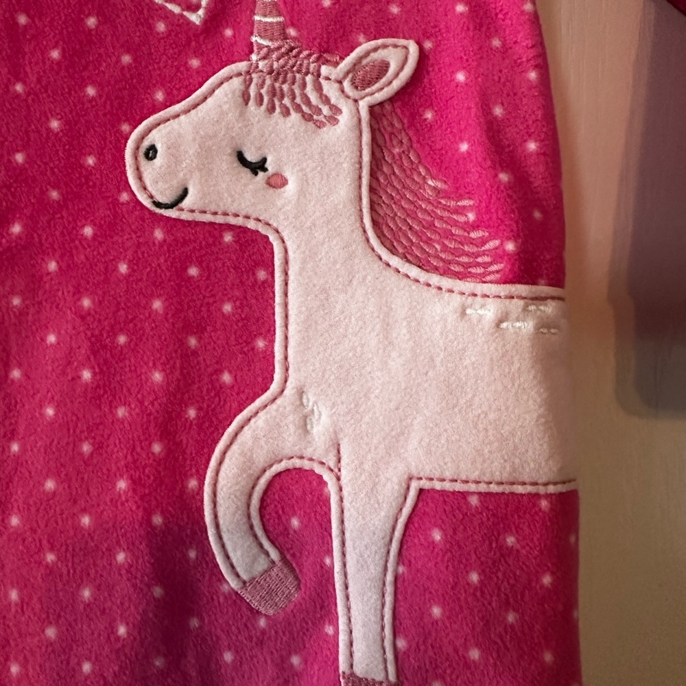 Carter's One Piece Footie Polka Dots and Unicorn Full zipper Size 3 T - Picture 3 of 11
